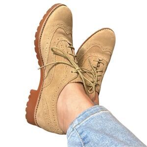 Sperry Top Sider Ashbury Sand Wingtip Suede Leather Oxfords Tan Lace Up Size 7M